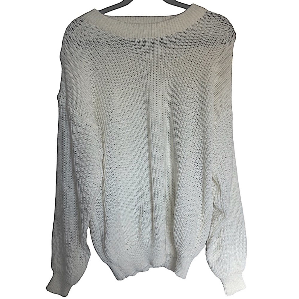 Chunky Knit Buttercream Crew Neck Sweater sz 2X